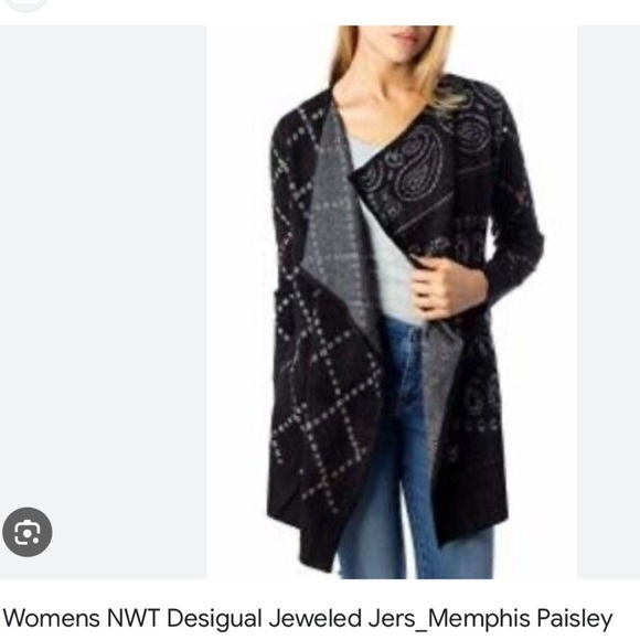 Desigual Memphis Cardigan NWT Size Medium Jeweled sleeves - Picture 1 of 6
